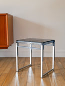 Petite Table D'Appoint En Plexi Et Chrome - Jacques Hitier Pour Prisunic - Design - 1970