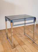 Petite Table D'Appoint En Plexi Et Chrome - Jacques Hitier Pour Prisunic - Design - 1970