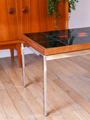 Table Basse En Céramique - Teck & Chrome - Design - 1970