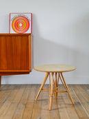 Petite Table Basse Ronde En Rotin Et Bambou - 1960