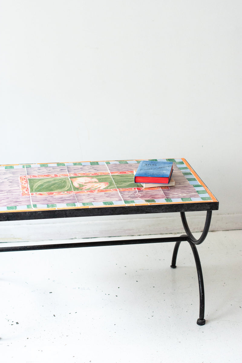 Table Basse En Céramique Et Pieds Arqués En Fer Noir - Samantha Kerdine X Mushroom Studio - 1970-2024