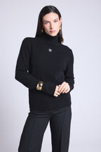 Pull Col Roule Monogramme Monogramme - Noir Blanc - Femme
