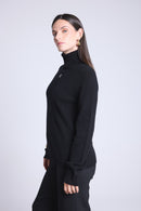 Pull Col Roule Monogramme Monogramme - Noir Blanc - Femme