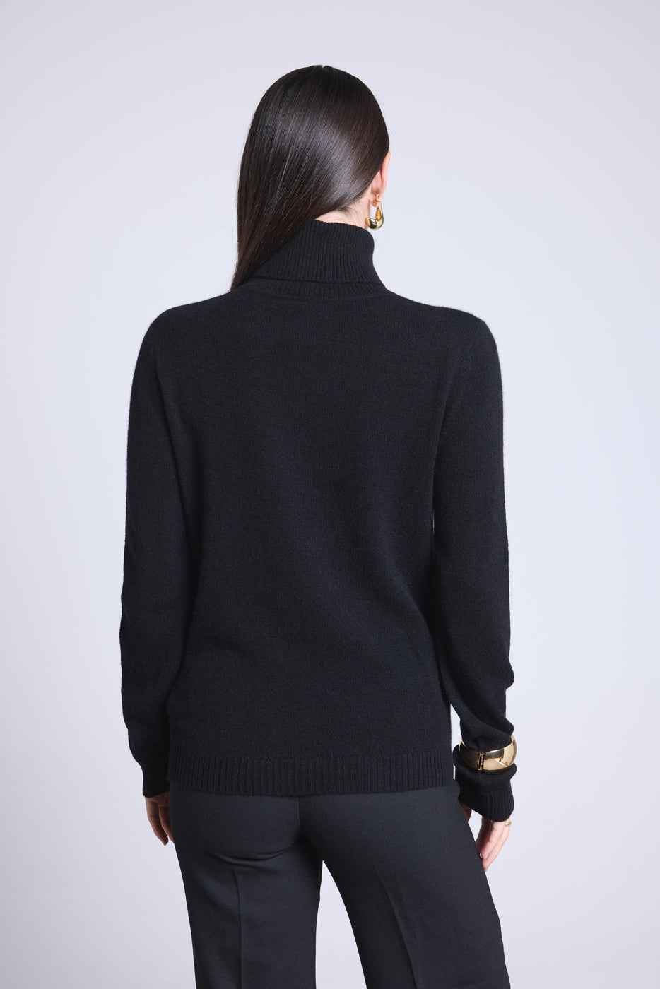 Pull Col Roule Monogramme Monogramme - Noir Blanc - Femme