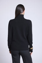 Pull Col Roule Monogramme Monogramme - Noir Blanc - Femme