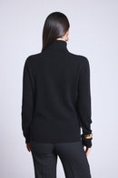 Pull Col Roule Monogramme Monogramme - Noir Blanc - Femme