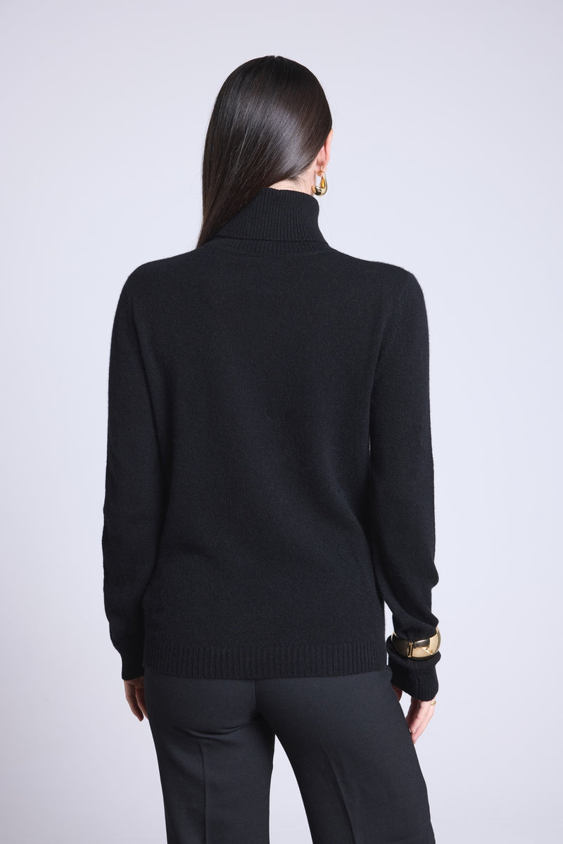 Pull Col Roule Monogramme Monogramme - Noir Blanc - Femme