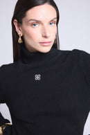Pull Col Roule Monogramme Monogramme - Noir Blanc - Femme