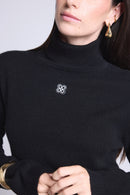 Pull Col Roule Monogramme Monogramme - Noir Blanc - Femme