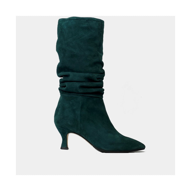 Mi-Bottes Ann Tuil Monsieur - Velours Vert Bouteille