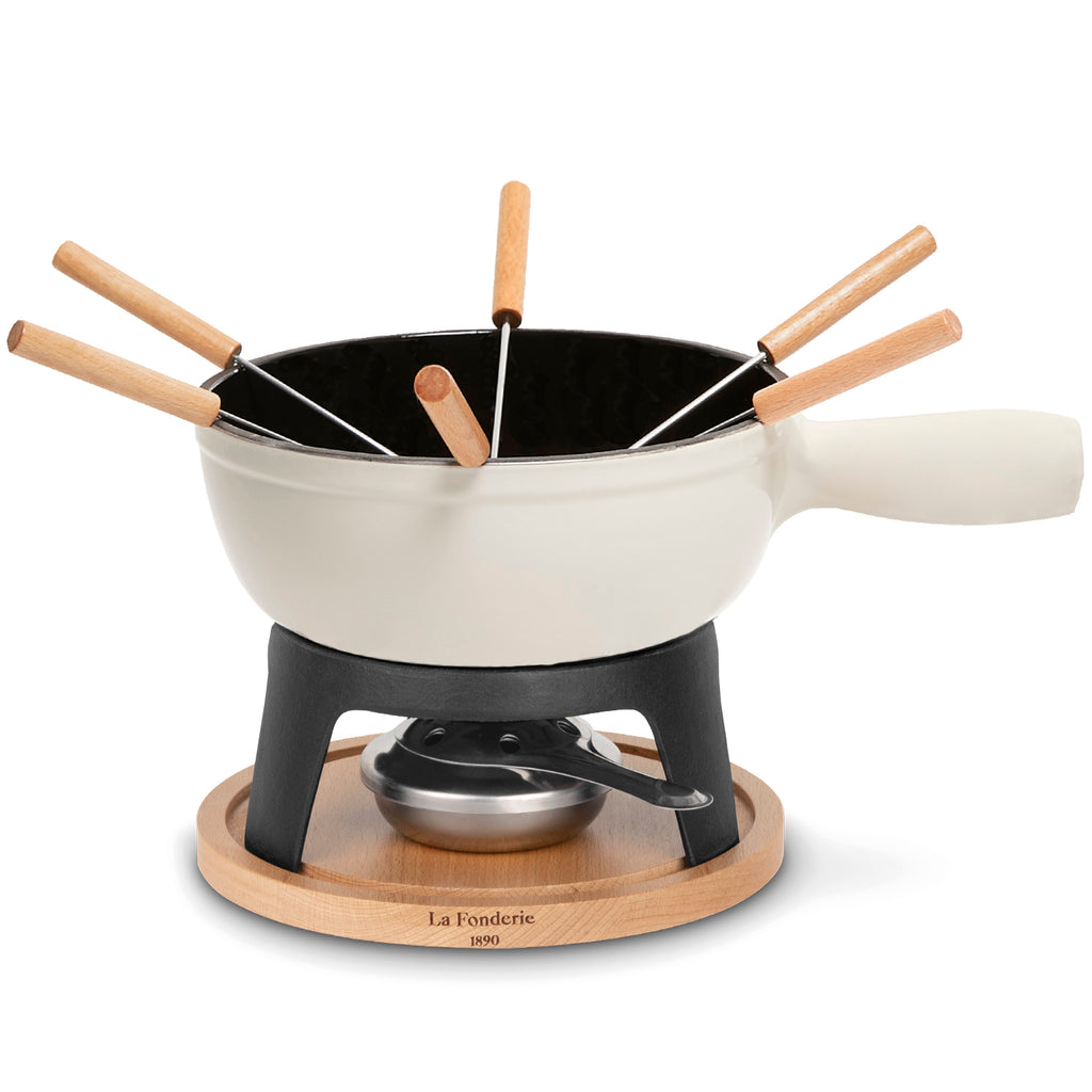 Cast Iron Fondue Set for 6 People - Beige