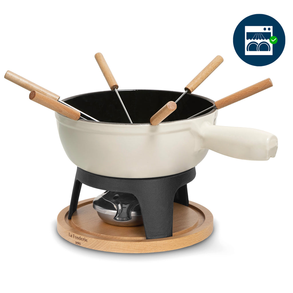 Cast Iron Fondue Set for 6 People - Beige