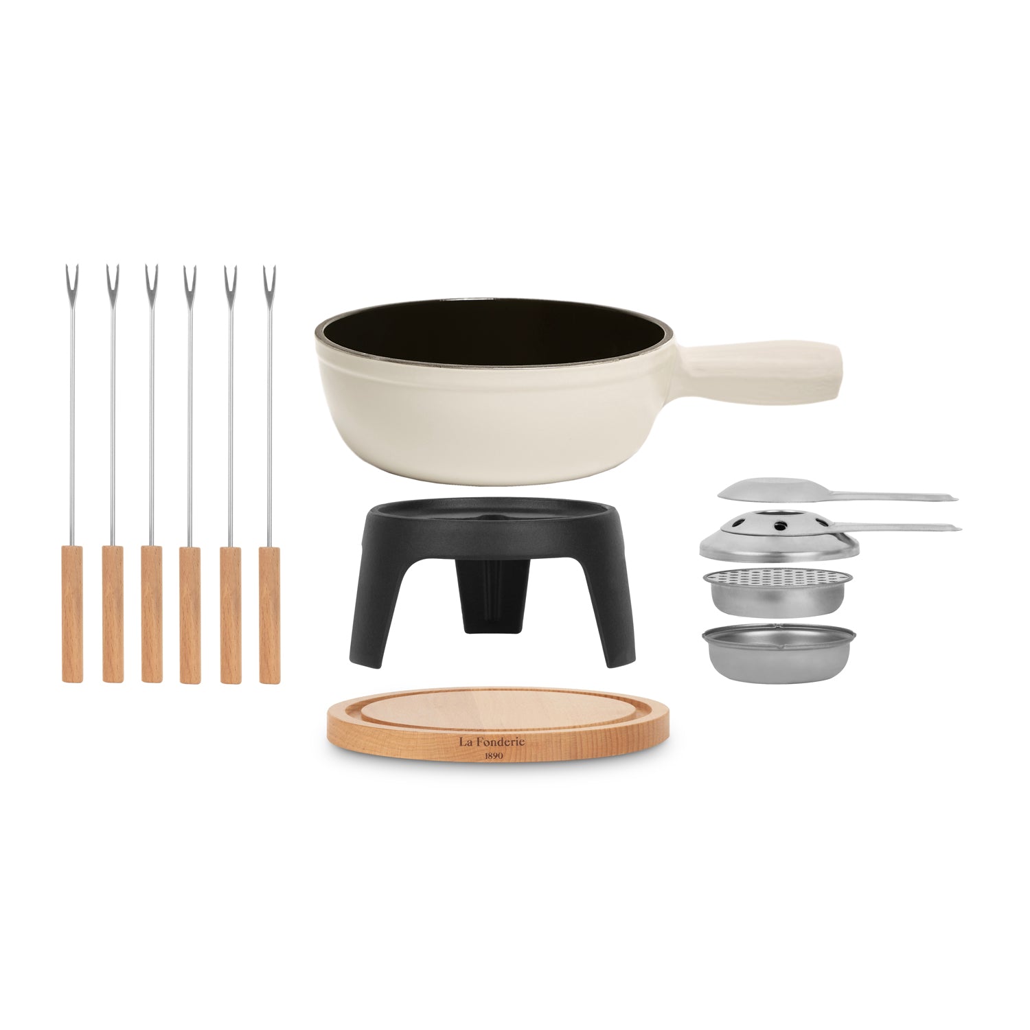 Cast Iron Fondue Set for 6 People - Beige