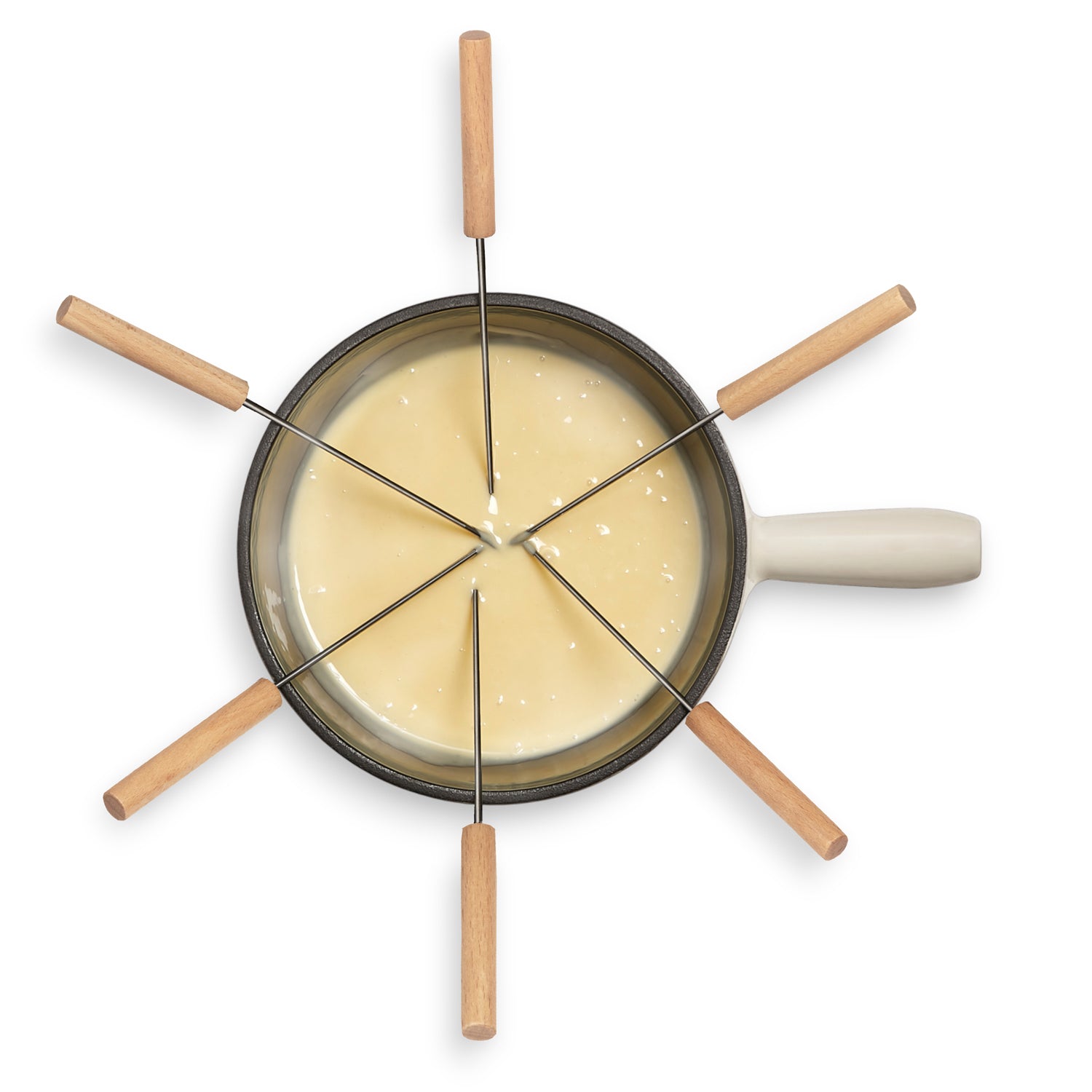 Cast Iron Fondue Set for 6 People - Beige