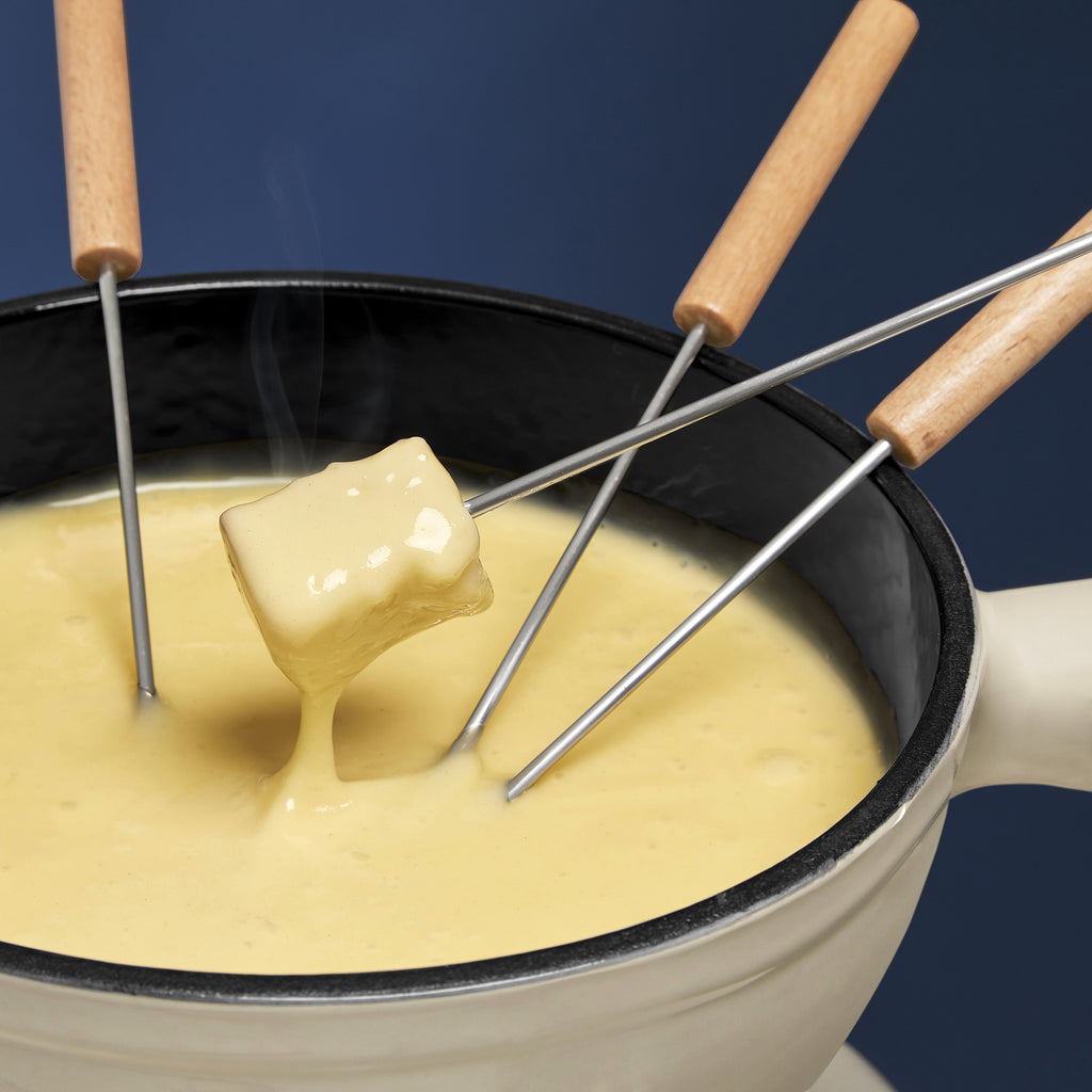 Cast Iron Fondue Set for 6 People - Beige
