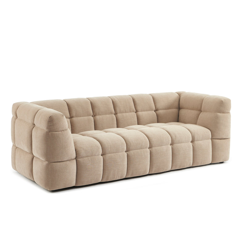 Canapé Droit Moody 3 Places - Tissu Lin Beige