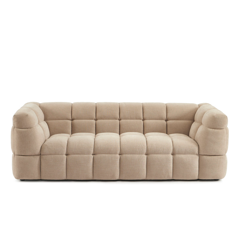 Canapé Droit Moody 3 Places - Tissu Lin Beige