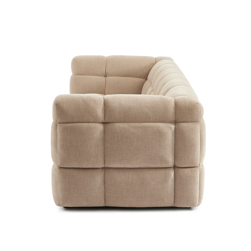 Canapé Droit Moody 3 Places - Tissu Lin Beige