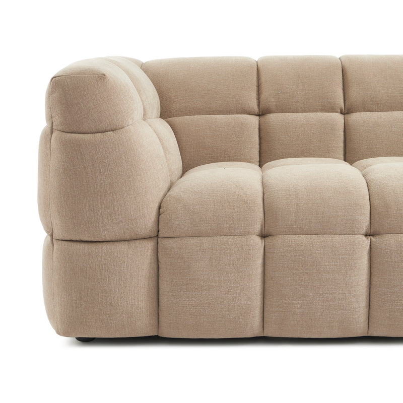 Canapé Droit Moody 3 Places - Tissu Lin Beige