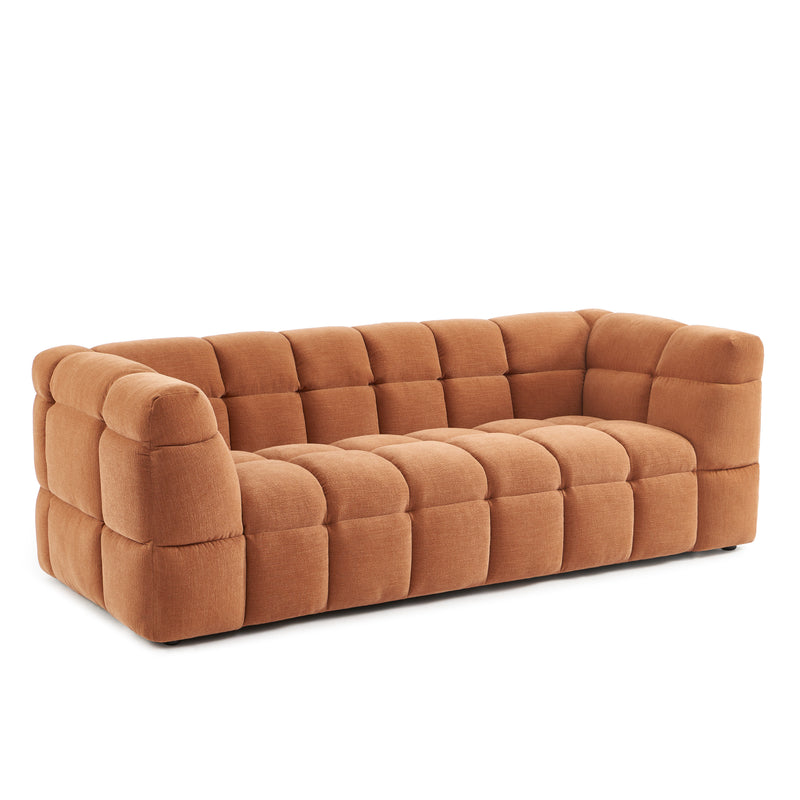 Canapé Droit Moody 3 Places - Tissu Lin Écureuil