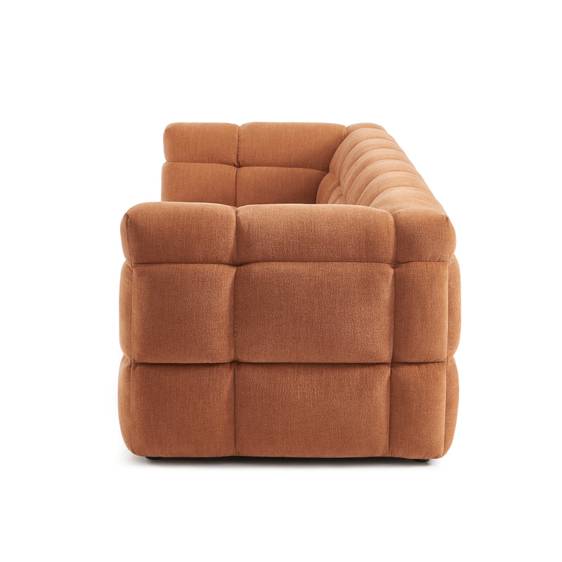 Canapé Droit Moody 3 Places - Tissu Lin Écureuil