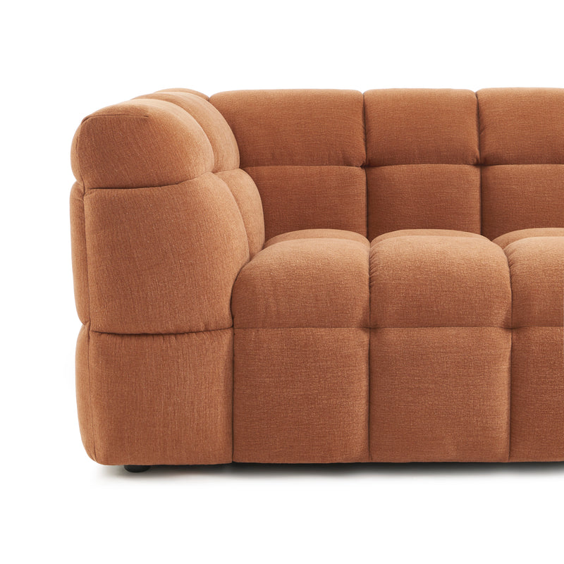 Canapé Droit Moody 3 Places - Tissu Lin Écureuil