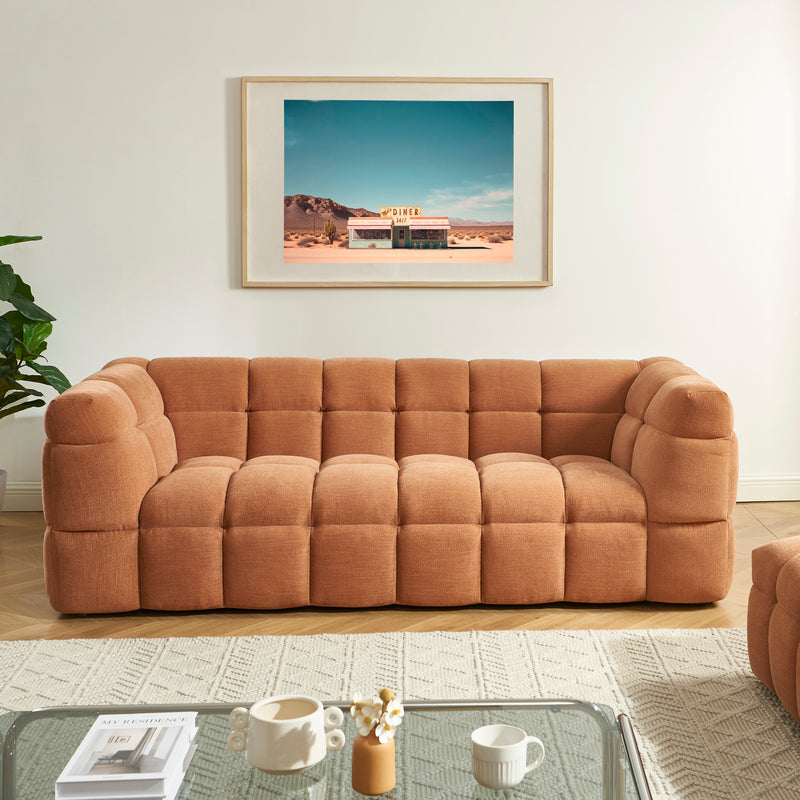 Canapé Droit Moody 3 Places - Tissu Lin Écureuil