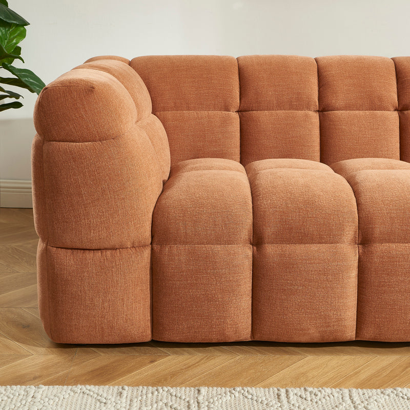 Canapé Droit Moody 3 Places - Tissu Lin Écureuil