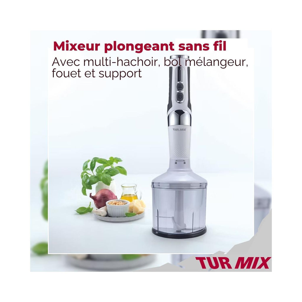 Ensemble Mixeur Plongeant Sans Fil Turmix - Blanc/Inox