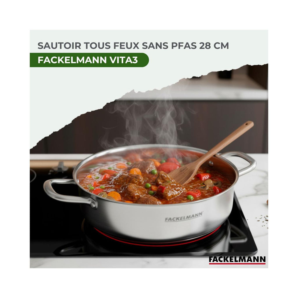 Tegame In Acciaio Inox 18/10 Triplo Strato Fackelmann Vita3 - Inox