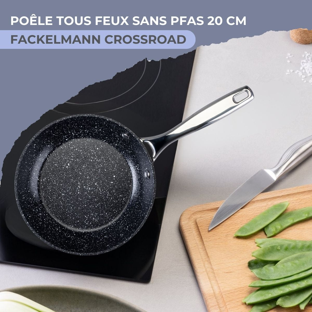 Cast Aluminium Frying Pan With PFAS-Free Ceramic Non-Stick Coating Fackelmann - Black/Grey
