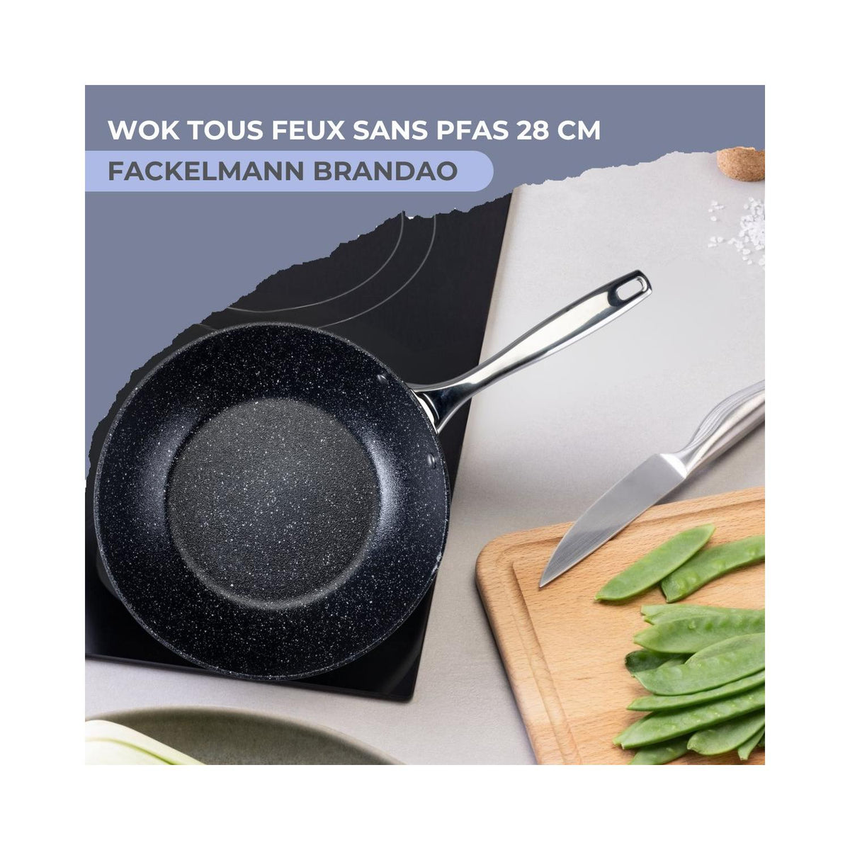 Wok In Ghisa Di Alluminio Con Rivestimento Antiaderente Ceramico Senza PFAS Fackelmann - Nero/Grigio