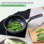 Aluminium Wok With PFAS-Free Ceramic Non-Stick Coating Fackelmann Brandao - Black/Green