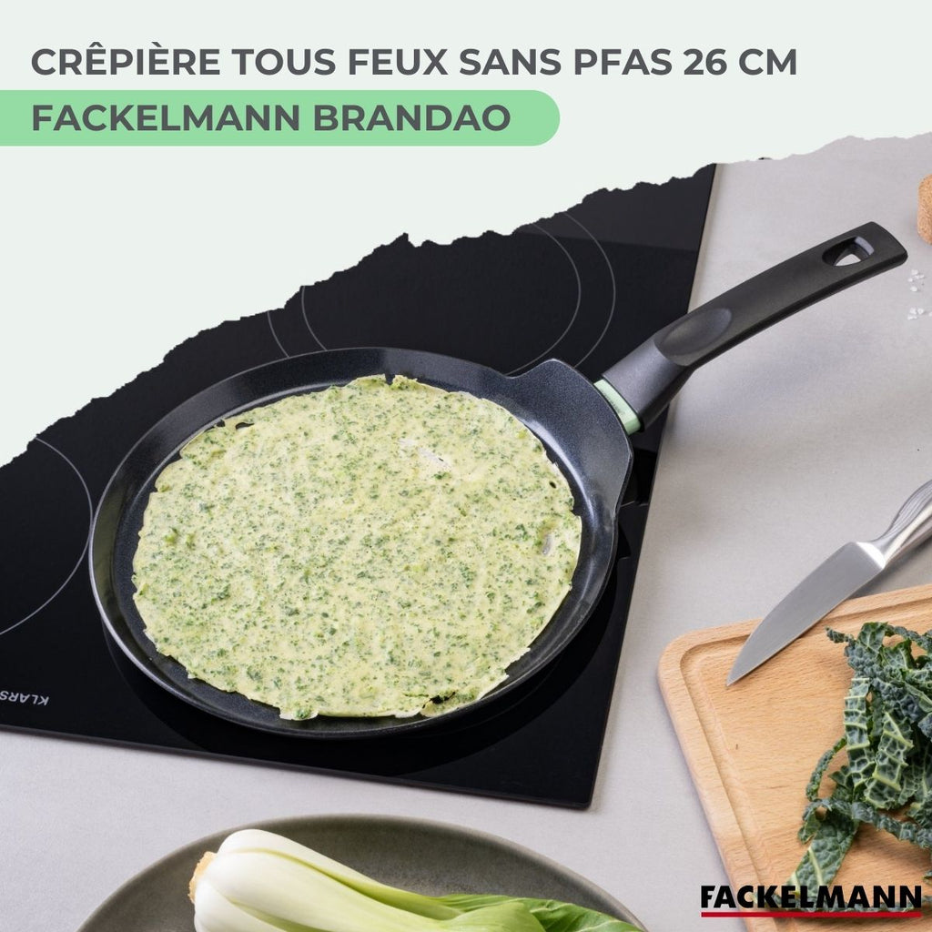 Crepera De Aluminio Con Revestimiento Cerámico Antiadherente Sin PFAS Fackelmann Brandao - Negro/Verde
