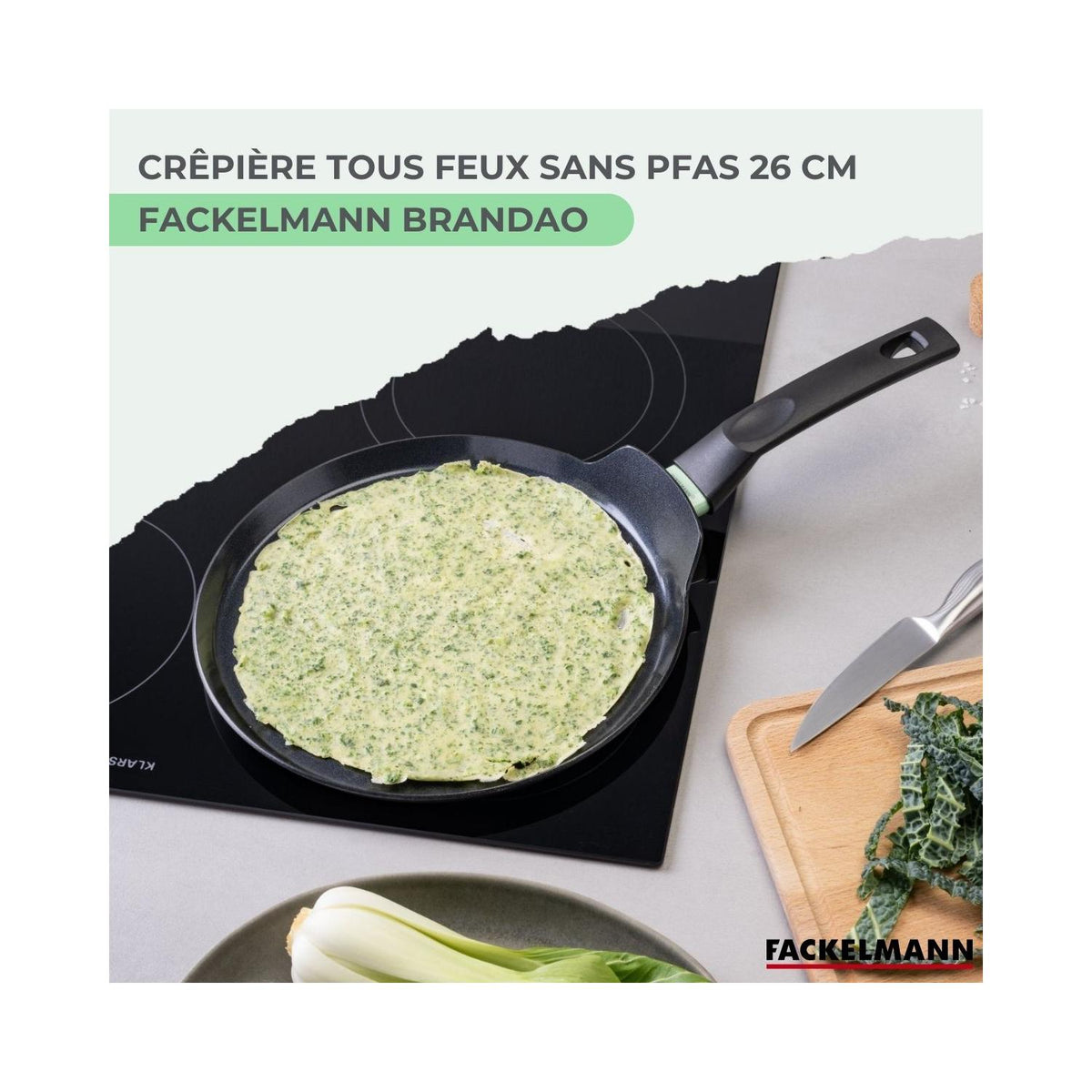 Crepera De Aluminio Con Revestimiento Cerámico Antiadherente Sin PFAS Fackelmann Brandao - Negro/Verde