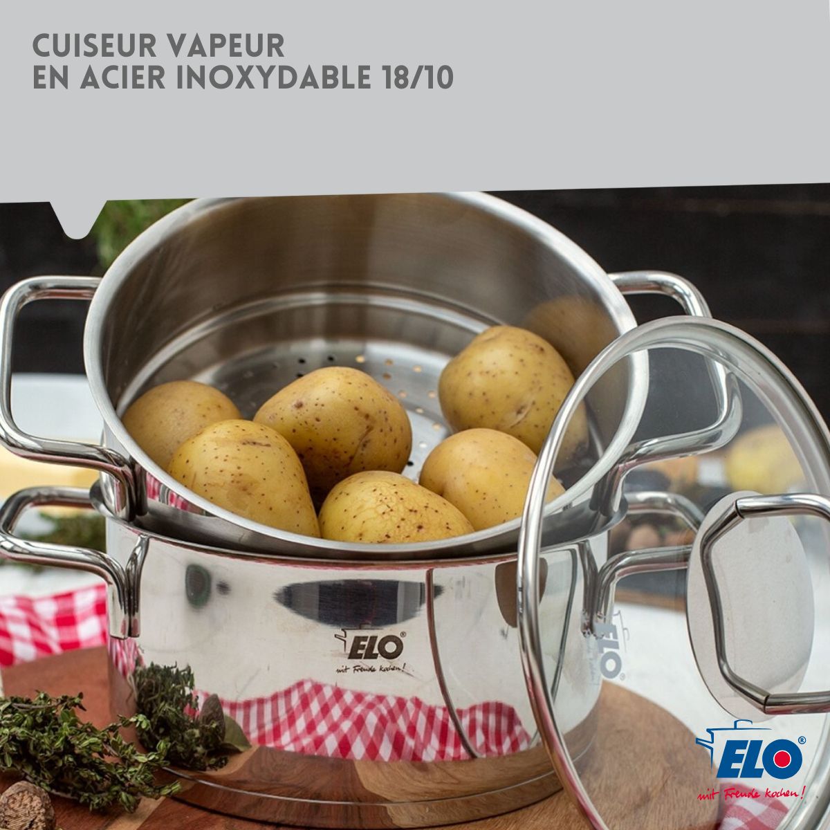 Vaporiera In Acciaio Inox Elo Citrin - Grigio