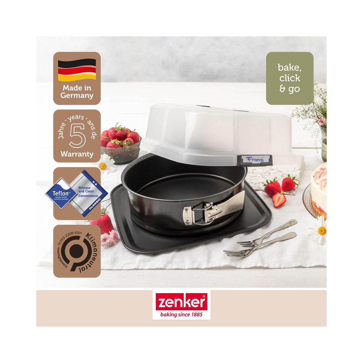 Round Springform Tin With Transport Lid Zenker Bake Click And Go - Black