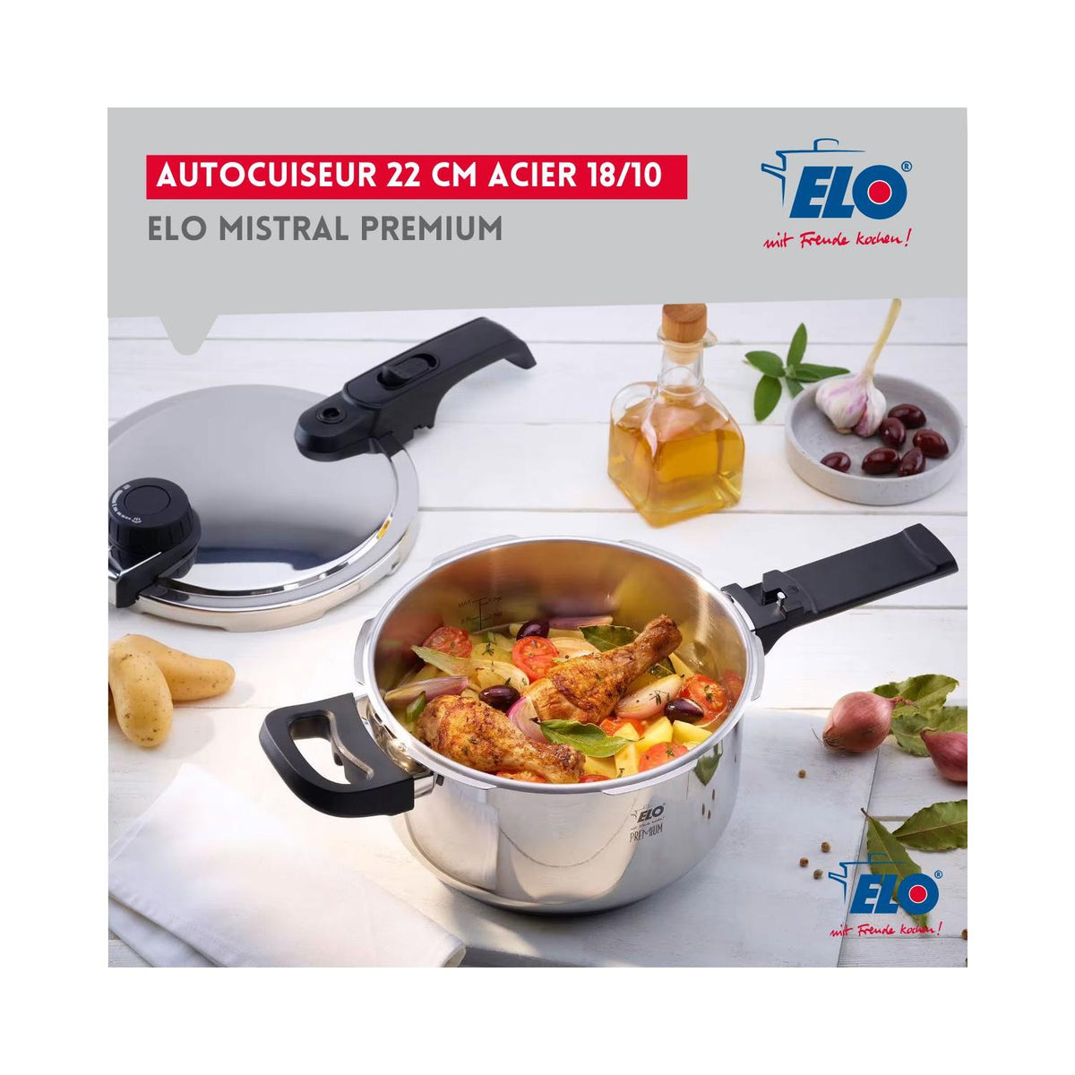 Autocuiseur Vapeur En Acier Inoxydable 18/10 Elo Mistral Premium - Aluminium