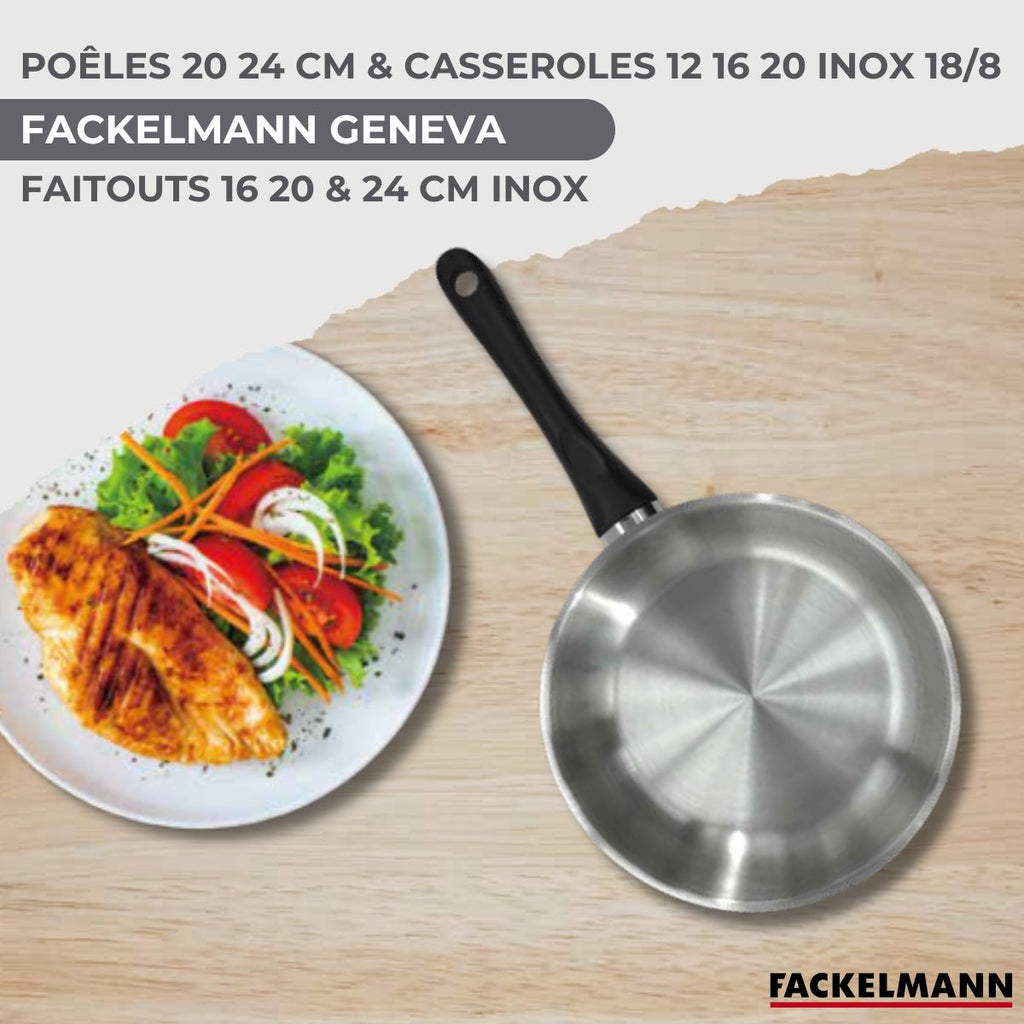 Batería De 2 Sartenes 3 Cacerolas Y 3 Cazos Y 5 Utensilios Fackelmann Geneva - Acero Inoxidable/Negro