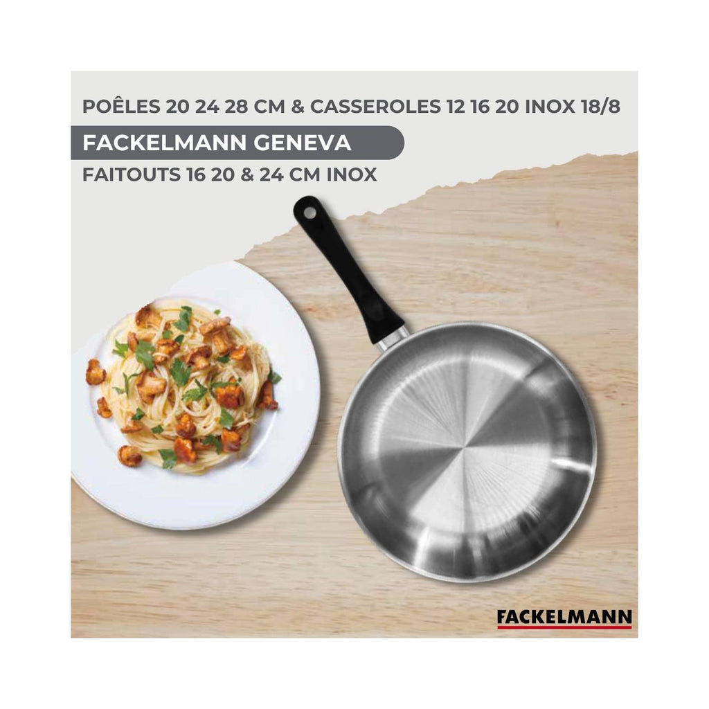 Batería De Cocina Con 3 Cazuelas Y 3 Cazos Y 5 Utensilios De Cocina Fackelmann Généva Brillant Vario - Acero Inoxidable/Negro