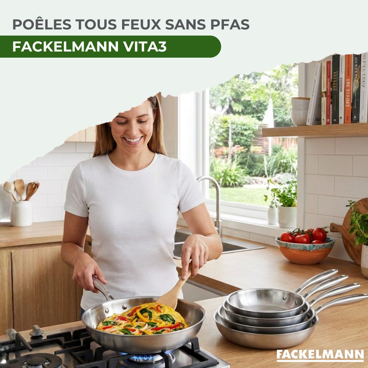 3 Poêles Inox 18/10 Triply Fackelmann Vita3 - Gris