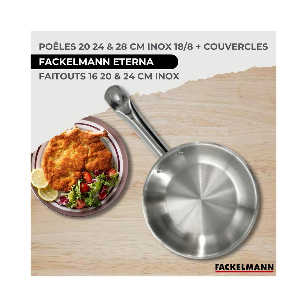 Batterie De Cuisine 3 Poêles Et Couvercles, 3 Faitouts Et 6 Ustensiles Fackelmann Eterna - Inox