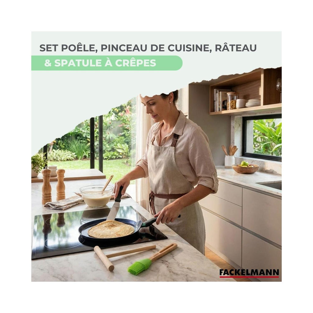 Set Candelora Crepiera E 3 Utensili Fackelmann Brandao - Nero/Verde