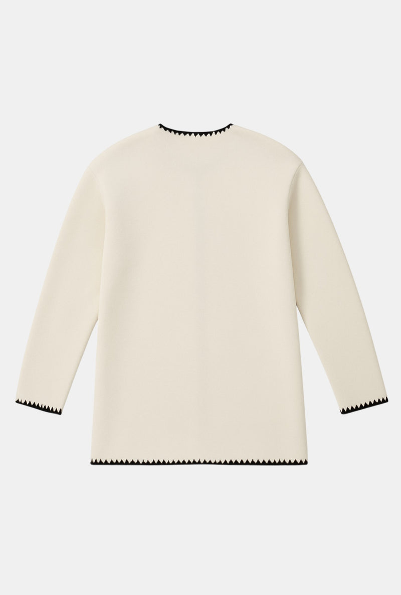 Veste Droite Brodee Morena - Blanc Noir