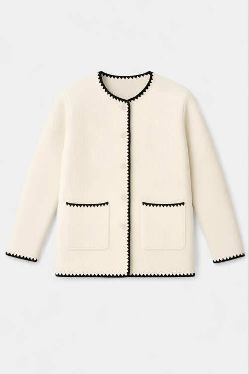 Veste Droite Brodee Morena - Blanc Noir