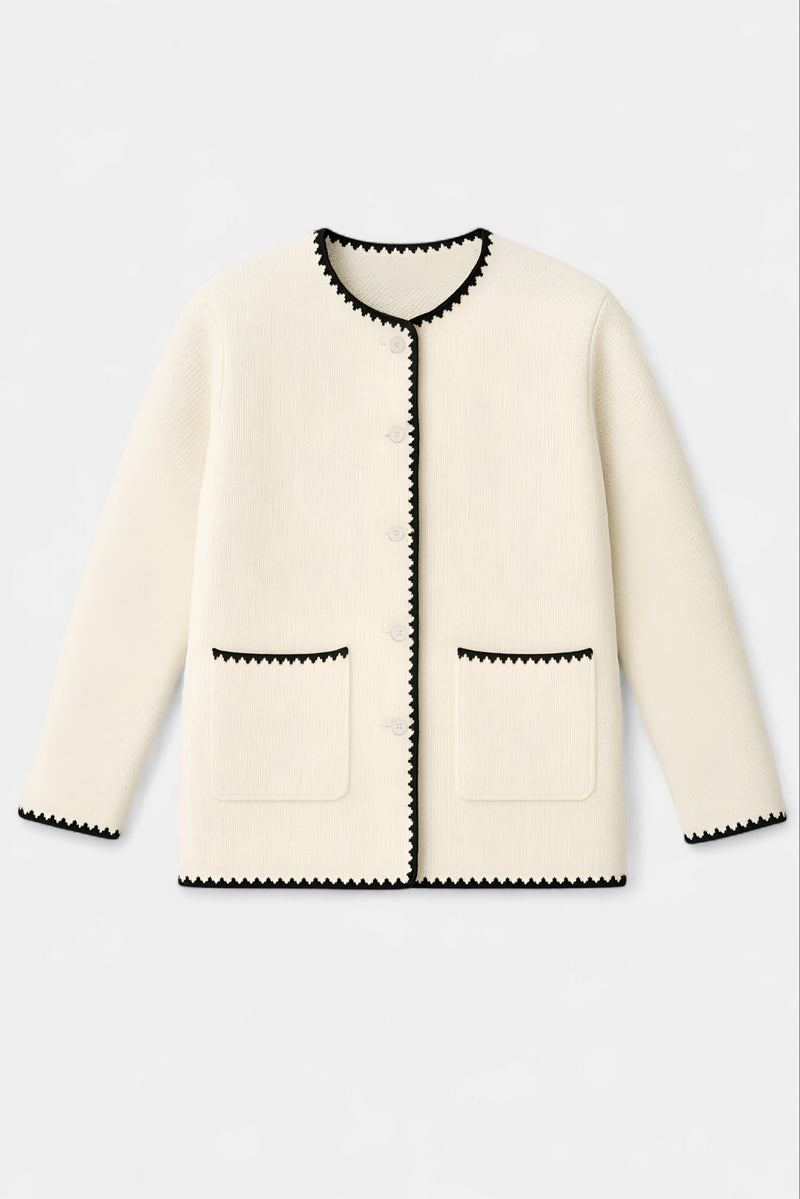 Veste Droite Brodee Morena - Blanc Noir