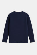 Veste Droite Brodee Morena - Bleu Marine Blanc