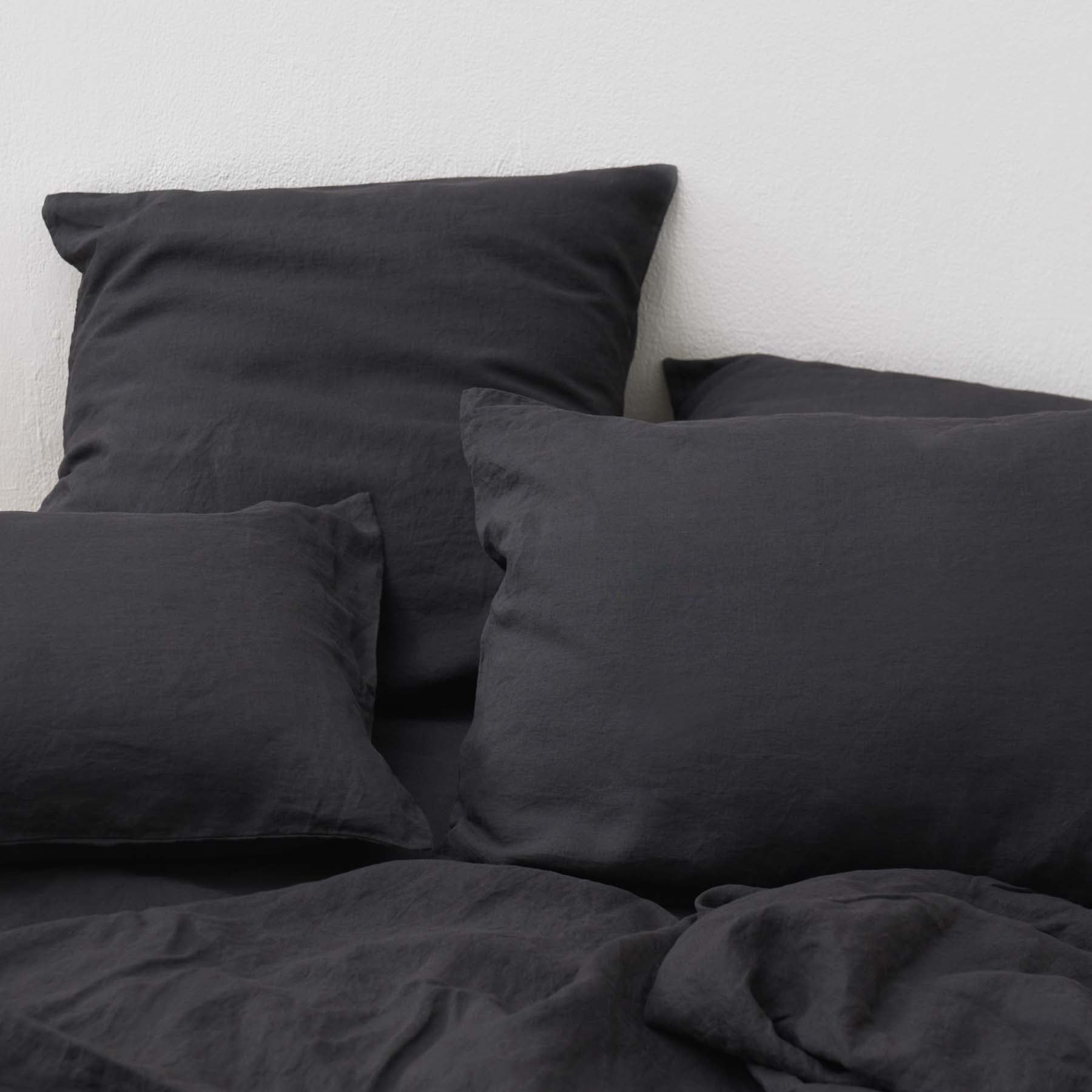 2 Taies D'Oreiller - En Lin Lavé 190G/M² - Gris Graphite