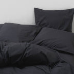 Drap housse matelas grand bonnet percale coton lavé qualité gris graphite Most