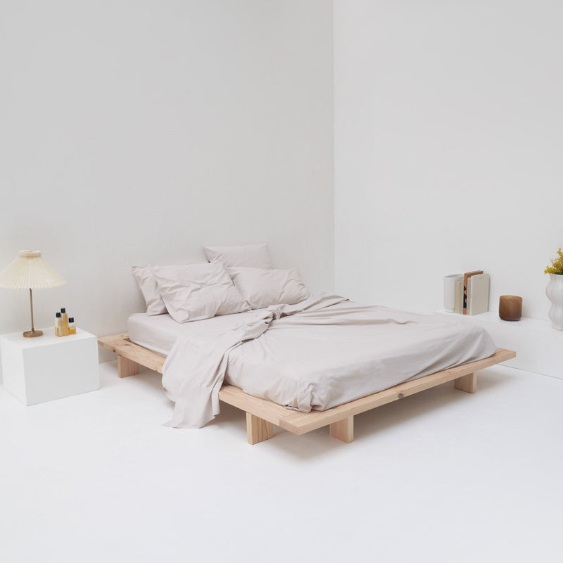 2 Taies D'Oreiller En Percale De Coton Lavé 300 Fils - Beige Sable